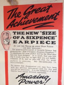 Pic of old hearing aid advert from 1930s 